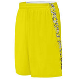 Pantalones cortos reversibles Hook Shot para jóvenes Power Yellow / Power Yellow Digi Basketball Single Jersey &
