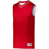 Camiseta de baloncesto reversible de dos colores rojo / blanco para adultos individuales y pantalones cortos