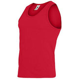 Poliéster / algodón Camiseta sin mangas y pantalones cortos deportivos de baloncesto rojo para adultos