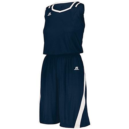 Shorts de corte atlético para mujer Azul marino / blanco Camiseta de baloncesto única y