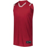 Camiseta de baloncesto retro Scarlet / blanco individual y pantalones cortos para adultos