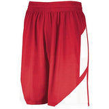 Pantalones cortos de baloncesto con paso atrás, rojo / blanco, camiseta individual para adultos y