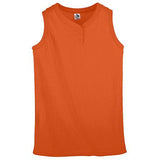 Girls Sleeveless Two-Button Softball Jersey Orange