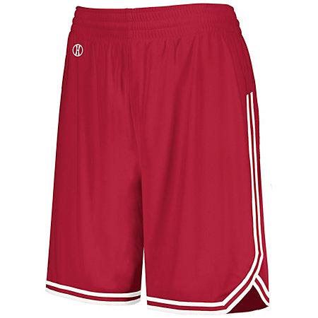 Pantalones cortos de baloncesto retro para mujer Jersey único escarlata / blanco y