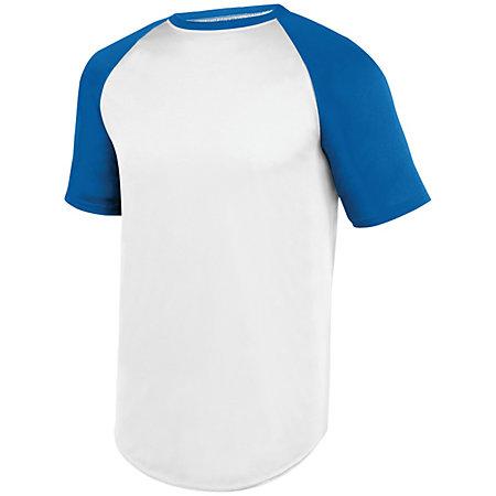 Wicking Short Sleeve Baseball Jersey White/royal Adult Baseball