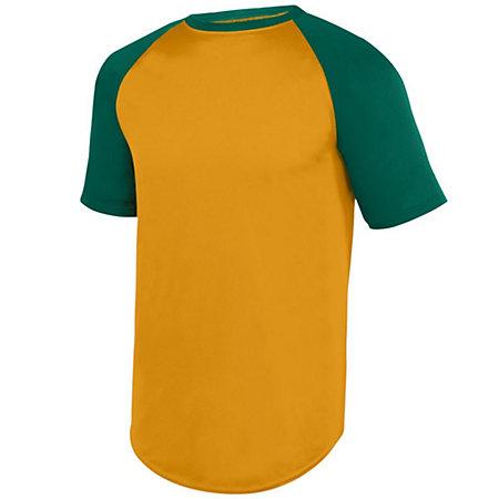 Wicking Short Sleeve Baseball Jersey Gold/dark Green Adult Baseball