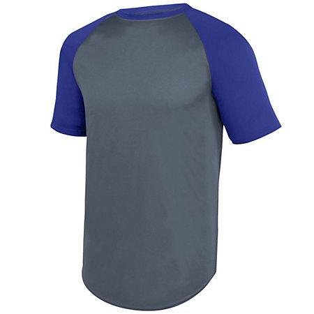 Wicking Short Sleeve Baseball Jersey Graphite/purple Adult Baseball
