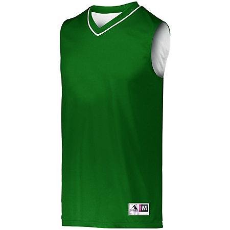 Youth Reversible Two-Color Jersey Dark Green/white Basketball Single & Shorts