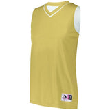 Camiseta de baloncesto reversible de dos colores Vegas Gold / blanco individual y pantalones cortos de baloncesto