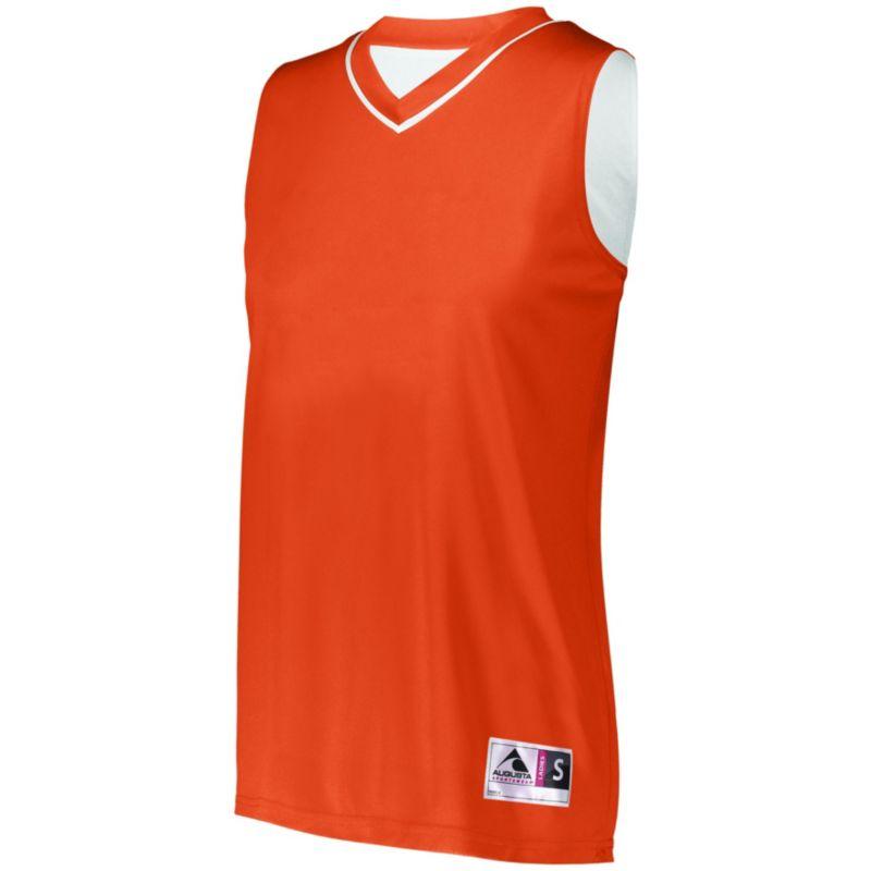 Camiseta de baloncesto reversible de dos colores naranja / blanco individual y pantalones cortos de baloncesto