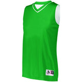 Camiseta de baloncesto reversible de dos colores Kelly / blanco individual y pantalones cortos de baloncesto