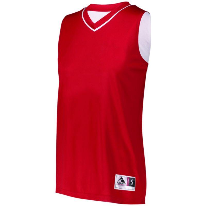 Camiseta de baloncesto reversible de dos colores para mujer, rojo / blanco, pantalón corto y pantalón corto