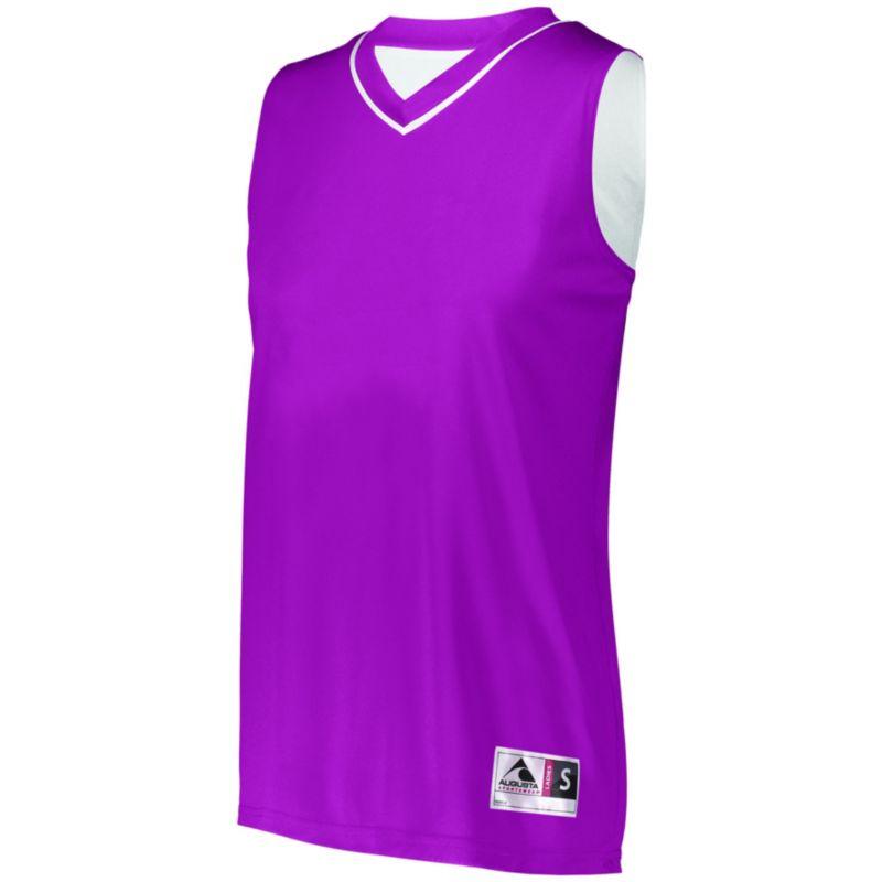 Camiseta de baloncesto reversible de dos colores para mujer, rosa intenso / blanco, camiseta de baloncesto y pantalones cortos