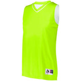 Camiseta de baloncesto reversible de dos colores lima / blanco individual y pantalones cortos de baloncesto