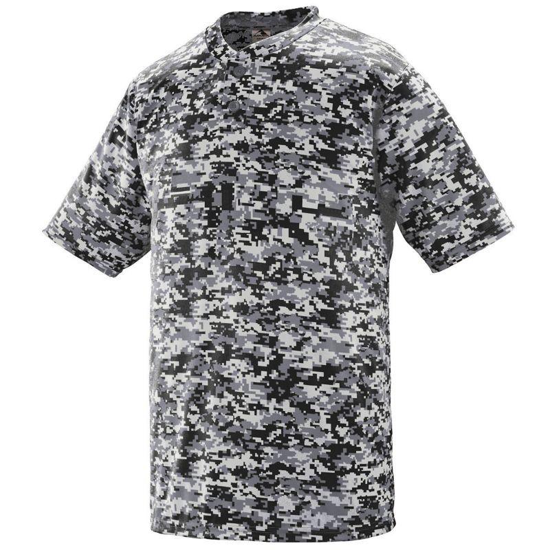 Youth Digi Camo Wicking Two-Button Jersey Black Baseball
