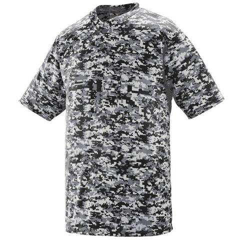 Youth Digi Camo Wicking Two-Button Jersey Black Baseball