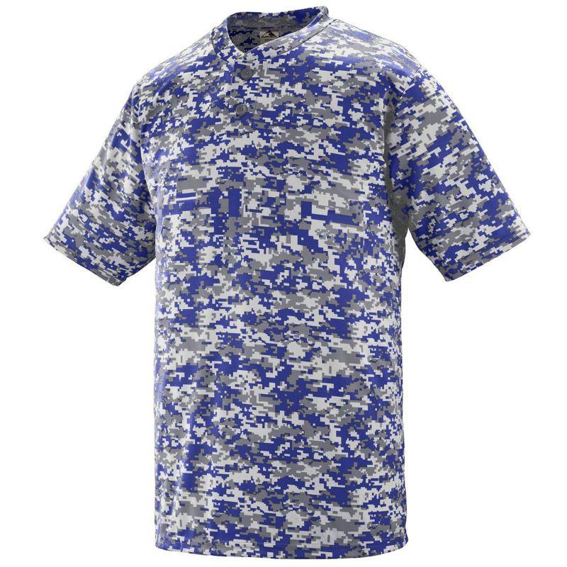 Youth Digi Camo Wicking Two-Button Jersey Purple Baseball