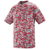 Youth Digi Camo Wicking Two-Button Jersey Red Baseball
