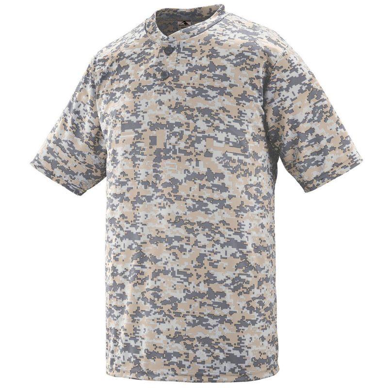 Youth Digi Camo Wicking Two-Button Jersey Sand Baseball