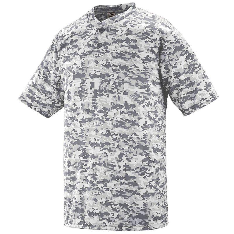 Youth Digi Camo Wicking Two-Button Jersey White Baseball