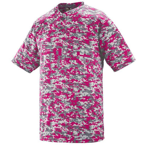 Youth Digi Camo Wicking Two-Button Jersey Power Pink Baseball
