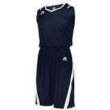 Pantalones cortos de corte atlético Azul marino / blanco Camiseta única de baloncesto para adultos y