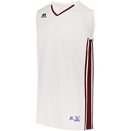 Legacy Basketball Jersey White/cardinal Adult Single & Shorts