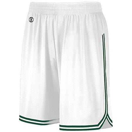 Youth Retro Basketball Shorts White/forest Basketball Single Jersey & Shorts