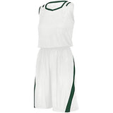 Ladies Athletic Cut Shorts White/dark Green Basketball Single Jersey &