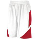 Pantalones cortos de baloncesto con paso atrás Blanco / rojo Camiseta individual para adulto y