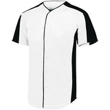 Full Button Baseball Jersey White/black Adult