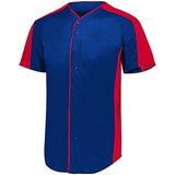 Full Button Baseball Jersey Navy/red Adult