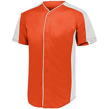 Full Button Baseball Jersey Orange/white Adult