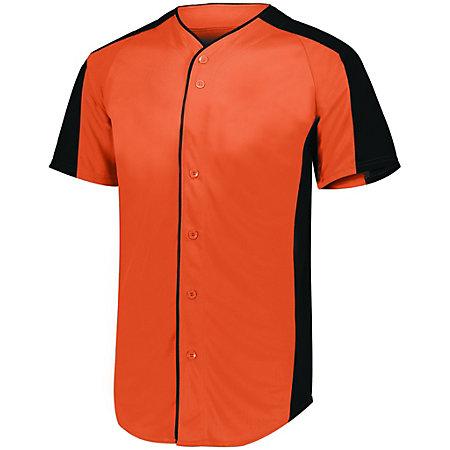 Full Button Baseball Jersey Naranja / negro Adulto