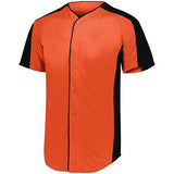 Full Button Baseball Jersey Orange/black Adult
