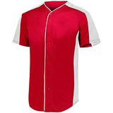 Full Button Baseball Jersey Red/white Adult