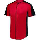 Full Button Baseball Jersey Red/black Adult