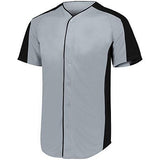 Full Button Baseball Jersey Blue Grey/black Adult