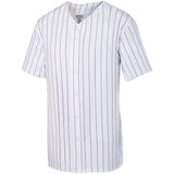 Jersey de béisbol a rayas con botones completos Blanco / negro Adulto