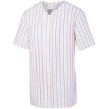 Youth Pinstripe Full Button Baseball Jersey White/red