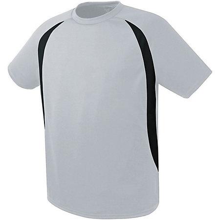 Camiseta de fútbol Liberty para jóvenes gris plateado / negro individual y pantalones cortos