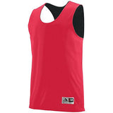 Camiseta sin mangas y pantalones cortos de baloncesto para adultos de color rojo / negro reversible