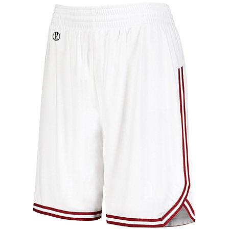 Ladies Retro Basketball Shorts White/scarlet Single Jersey &