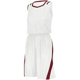 Ladies Athletic Cut Jersey White/cardinal Basketball Single & Shorts