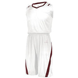 Pantalones cortos de corte atlético Blanco / cardinal Baloncesto adulto de una sola camiseta y