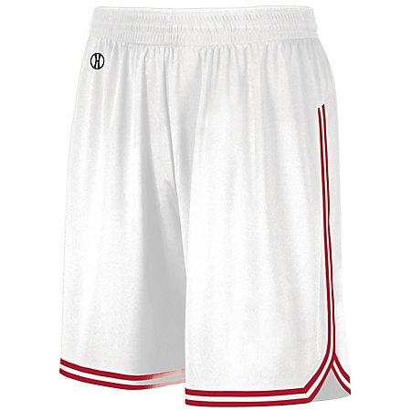 Pantalones cortos de baloncesto retro Blanco / escarlata Camiseta individual para adulto y