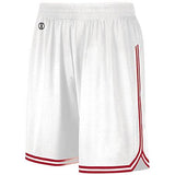 Retro Basketball Shorts White/scarlet Adult Single Jersey &