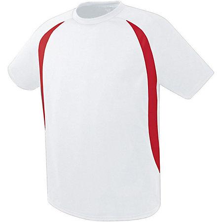 Camiseta de fútbol Liberty para jóvenes blanco / escarlata individual y pantalones cortos