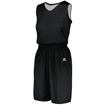 Ladies Undivided Solid Single-Ply Reversible Jersey Black/white Basketball Single & Shorts