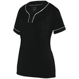 Ladies Overpower Two-Button Jersey Black/white Softball